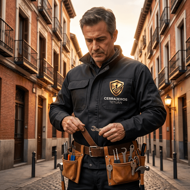 Cerrajero atendiendo