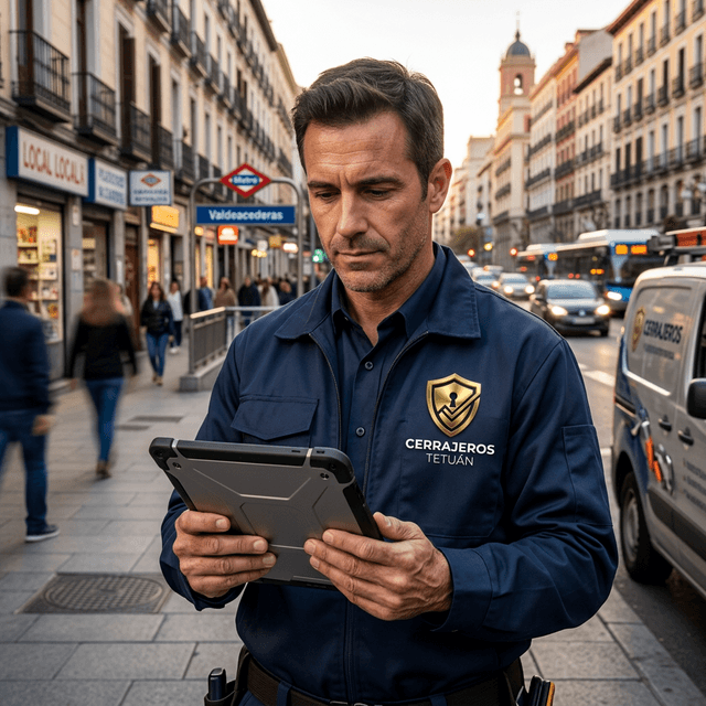 Cerrajero atendiendo