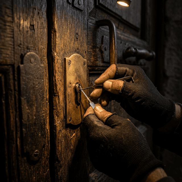 Cerrajero atendiendo